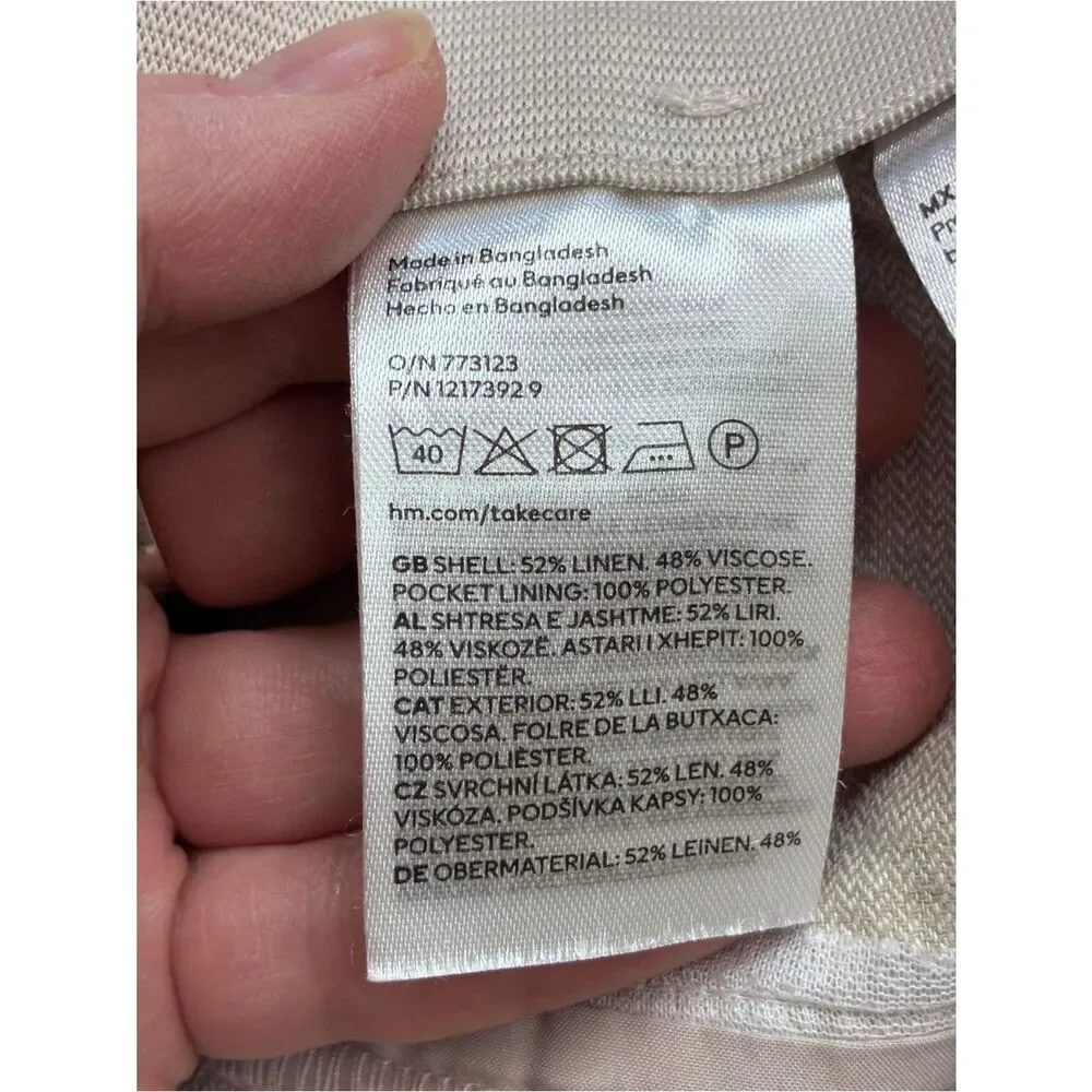 H&M Slim Linen-Blend Trousers Tapers to ankle